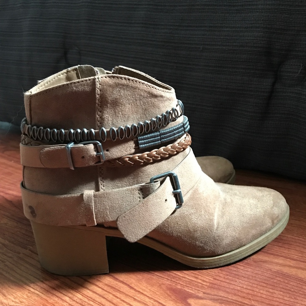 Tan Booties w/ slight wedge
